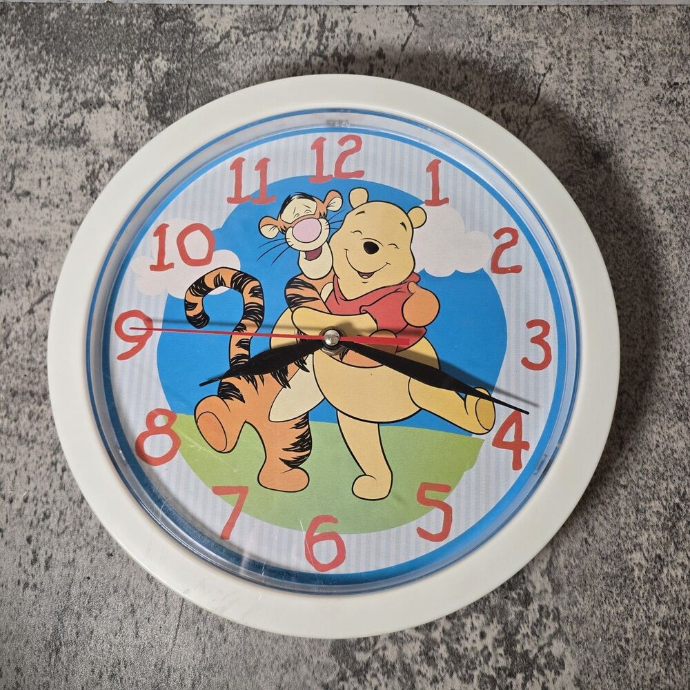 Vintage Winnie The Pooh And Tigger Kids Wall Clock Tested and Works 1990 Nursery